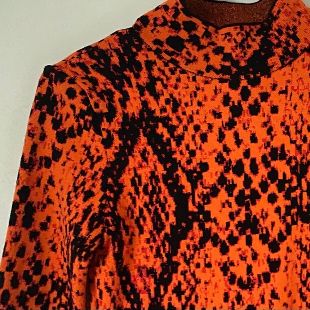 River Island Orange and Black Snake Print Mock Neck Bodycon Sexy Dress Sz S - Picture 4 of 5